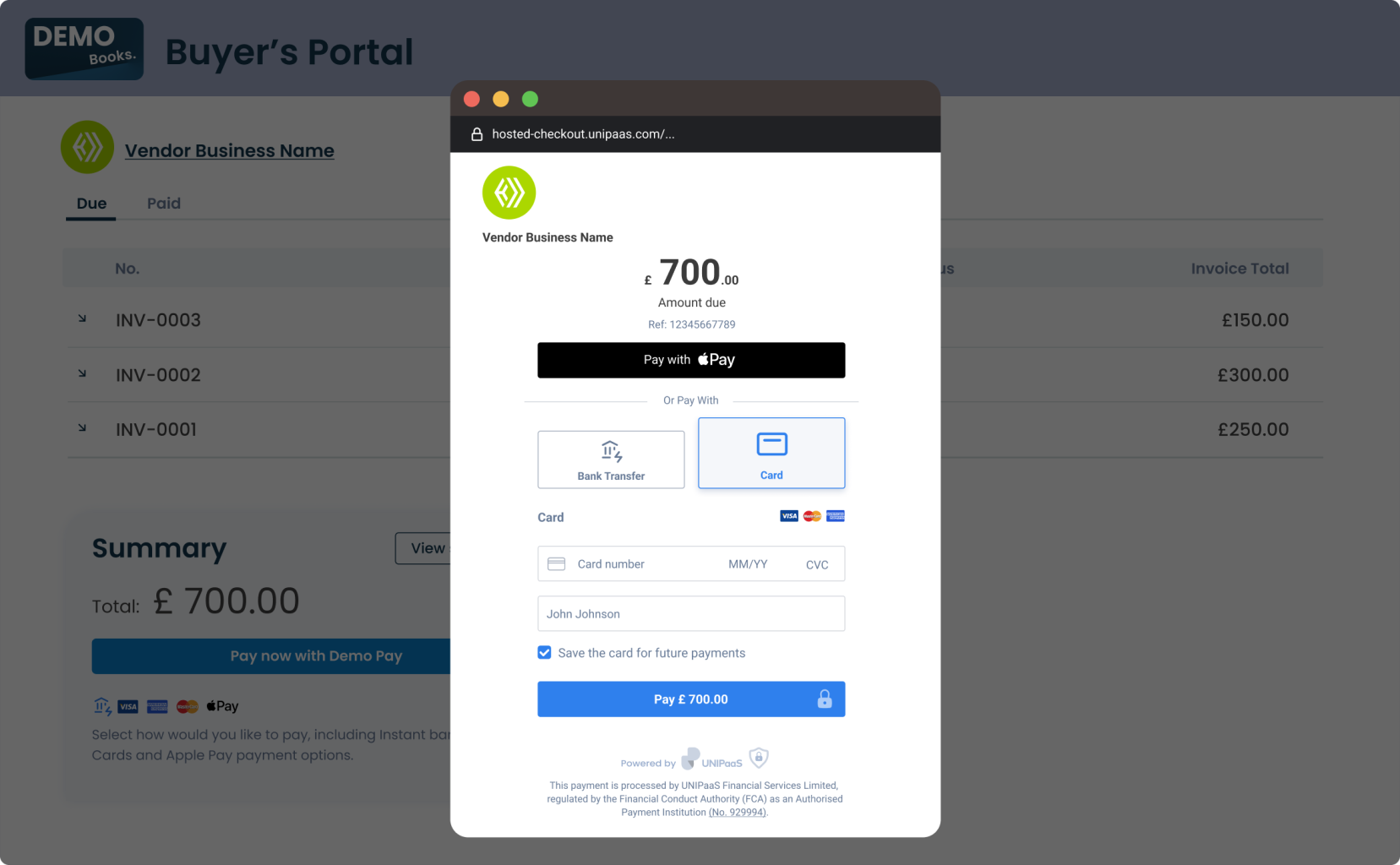 Hosted checkout page is open
